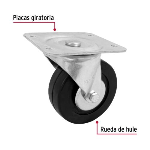 48616 - Rodaja hule 6", placa giratoria c/balero, carga 150kg, FIERO