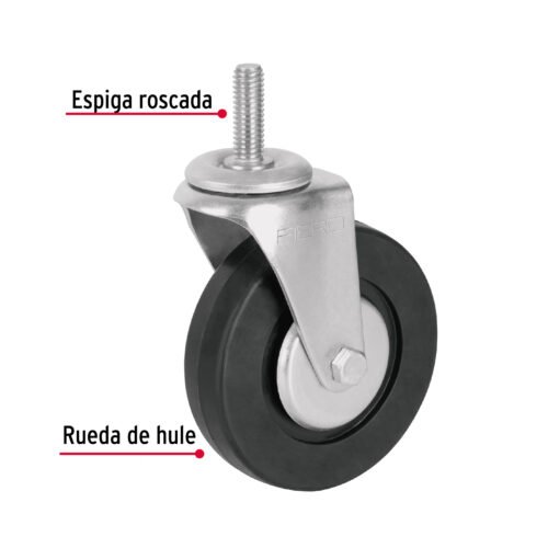 48620 - Rodaja hule 4", con espiga roscada, carga 50kg, FIERO