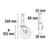 48623 - Rodaja hule 6" con espiga sólida y freno, carga 125kg, FIERO