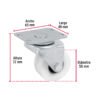 48625 - Rodaja de polietileno 2" placa giratoria, con balero, FIERO