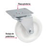 48628 - Rodaja de polietileno 3" placa giratoria, con buje, FIERO