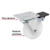 48634 - Rodaja de polietileno 2-1/2" placa giratoria con freno FIERO