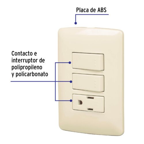 48667 - Placa armada contacto 2 interruptores,marfil, línea Italiana