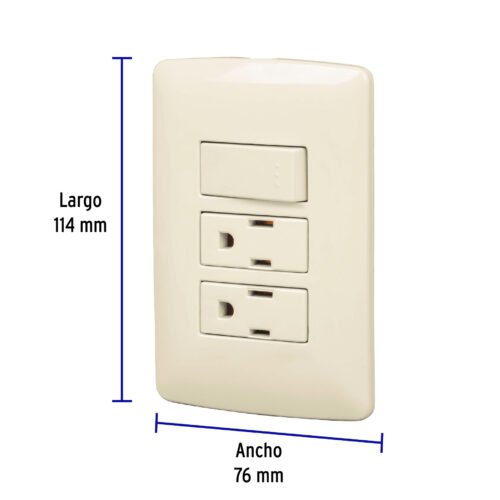 48668 - Placa armada 2 contactos e interruptor,marfil,línea Italiana