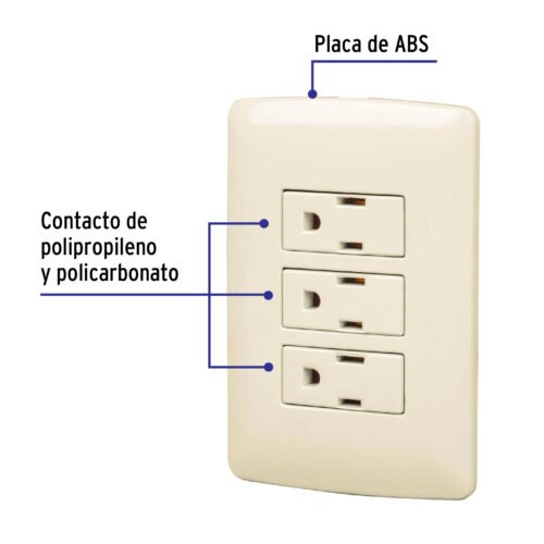 48669 - Placa armada 3 contactos aterrizados, marfil, línea Italiana