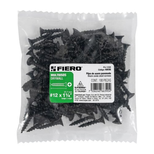 486963 48696 - Bolsa con 100 pijas #12 x 1-1/4" multiusos, FIERO