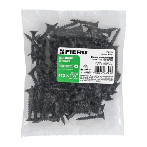 486973 48697 - Bolsa con 100 pijas #12 x 1-1/2" multiusos, FIERO