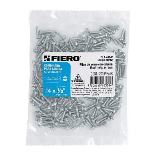 48712 - Bolsa con 200 pijas para lámina, #4 x 1/2", FIERO