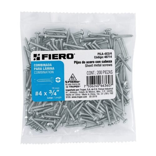 48714 - Bolsa con 200 pijas para lámina, #4 x 3/4", FIERO