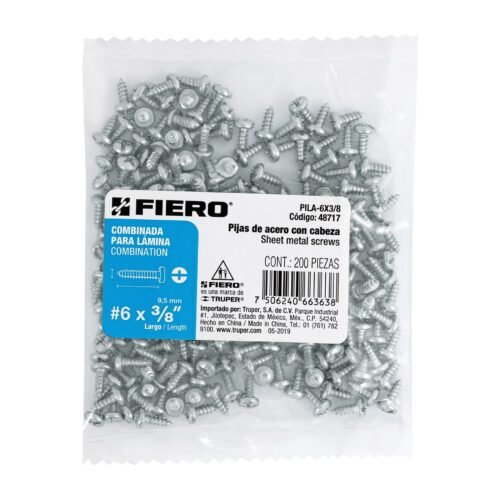 48717 - Bolsa con 200 pijas para lámina, #6 x 3/8", FIERO