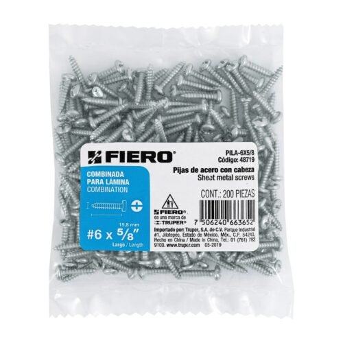 48719 - Bolsa con 200 pijas para lámina, #6 x 5/8", FIERO