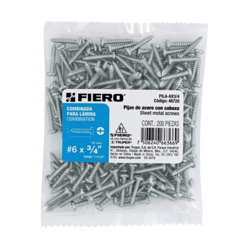 48720 - Bolsa con 200 pijas para lámina, #6 x 3/4", FIERO