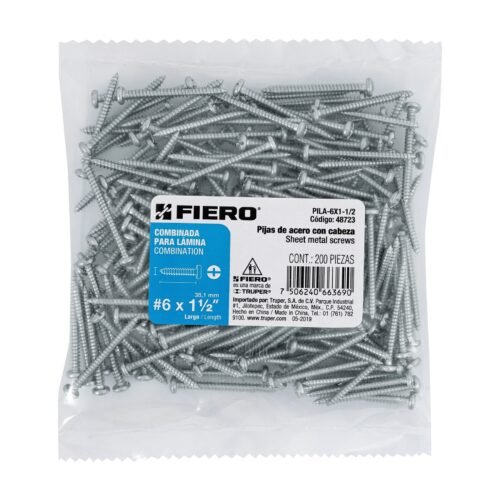 48723 - Bolsa con 200 pijas para lámina, #6 x 1-1/2", FIERO