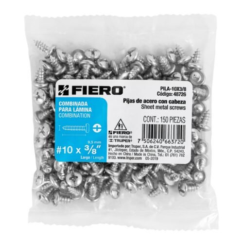 48726 - Bolsa con 150 pijas para lámina, #10 x 3/8", FIERO