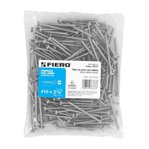 48727 - Bolsa con 150 pijas para lámina, #10 x 2-1/2", FIERO