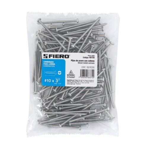 487283 48728 - Bolsa con 150 pijas para lámina, #10 x 3", FIERO