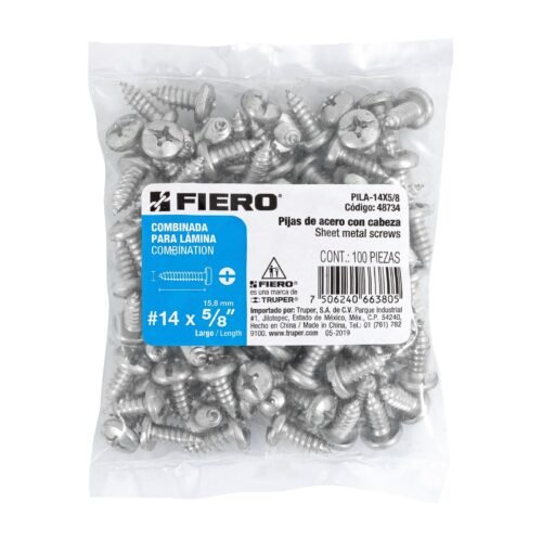 48734 - Bolsa con 100 pijas para lámina, #14 x 5/8", FIERO