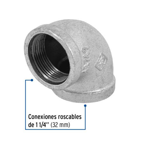 48749 - Codo 90° acero galvanizado de 1-1/4", Foset
