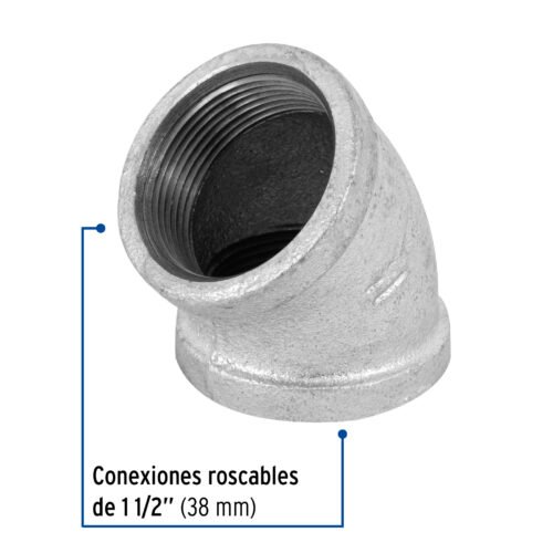 48753 48753 - Codo 45° acero galvanizado de 1-1/2", Foset