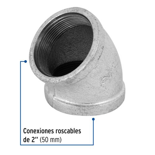 48754 48754 - Codo 45° acero galvanizado de 2", Foset