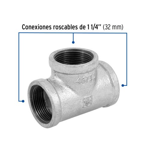 48755 - Tee sencilla 1-1/4" acero galvanizado, Foset