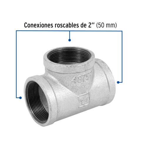 48757 - Tee sencilla 2" acero galvanizado, Foset