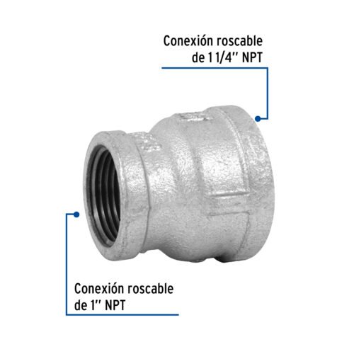 48763 - Reducción campana acero galvanizado 1-1/4" x 1", Foset