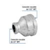 48764 - Reducción campana acero galvanizado 1-1/2" x 1/2", Foset