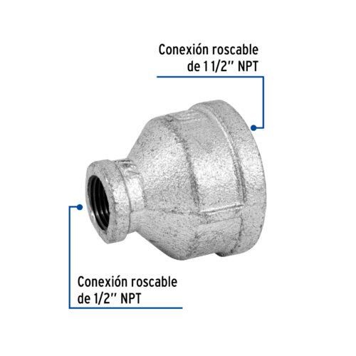 48764 - Reducción campana acero galvanizado 1-1/2" x 1/2", Foset
