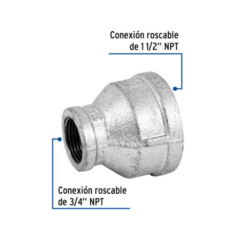 48765 - Reducción campana acero galvanizado 1-1/2" x 3/4", Foset