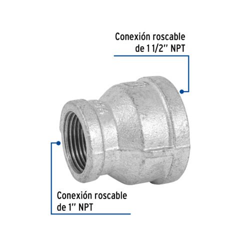 48766 - Reducción campana acero galvanizado 1-1/2" x 1", Foset