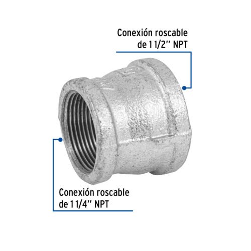 48767 - Reducción campana acero galvanizado 1-1/2"x1-1/4", Foset