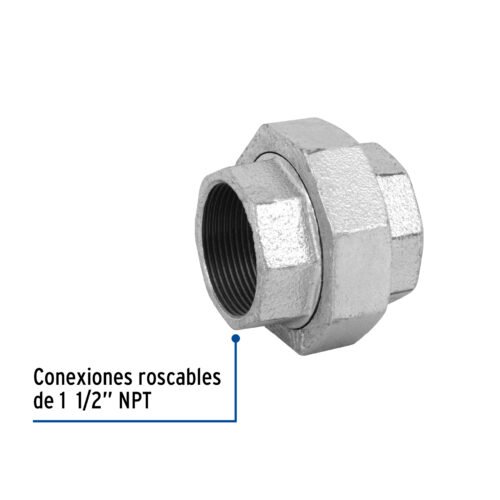 48772 - Tuerca unión 1-1/2" acero galvanizado, Foset