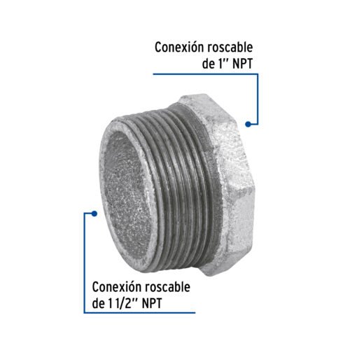 48779 - Reducción bushing acero galvanizado 1-1/2 x 1", Foset