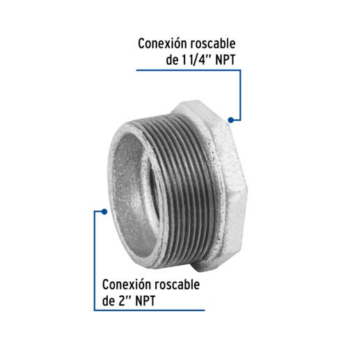 48781 - Reducción bushing acero galvanizado 2 x 1-1/4", Foset