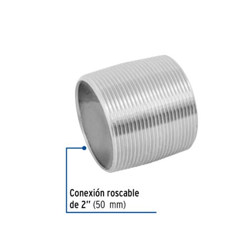 48791 - Niple de acero galvanizado 2" cuerda corrida, Foset