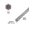 48795 - Metro de cable rígido 1/16" de acero 7x7 hilos, 300 m, FIERO