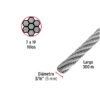 488022 48802 - Metro de cable flexible 3/16" de acero 7x19 hilos, 300 m