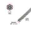 488032 48803 - Metro de cable flexible 1/4" de acero 7x19 hilos, 300 m