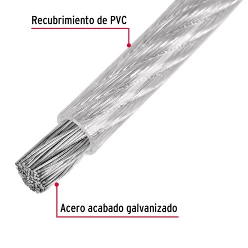 48804 - Metro de cable rígido 1/16" acero 7x7 recubierto PVC, 300 m