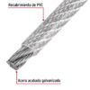 48807 - Metro de cable rígido 3/16" acero 7x7 recubierto PVC, 300 m