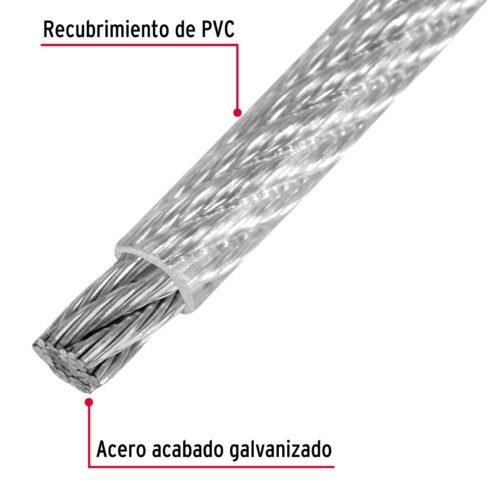 48811 - Metro cable flexible 3/16" acero 7x19 recubierto PVC, 300 m
