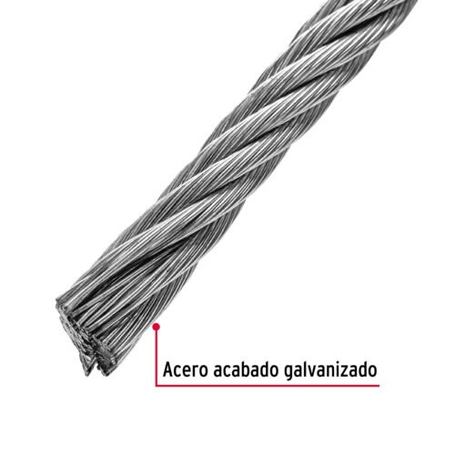 Web 48814 - Metro de cable rígido 3/8" de acero 7x7 hilos, 75 m, FIERO