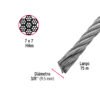 488142 48814 - Metro de cable rígido 3/8" de acero 7x7 hilos, 75 m, FIERO