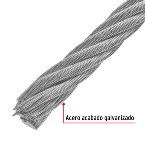 48815 - Metro de cable rígido 1/2" de acero 7x7 hilos, 75 m, FIERO