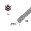 48815 - Metro de cable rígido 1/2" de acero 7x7 hilos, 75 m, FIERO