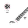 488162 48816 - Metro de cable flexible 5/16" de acero 7x19 hilos, 75 m