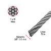 48817 - Metro de cable flexible 3/8" de acero 7x19 hilos, 75 m