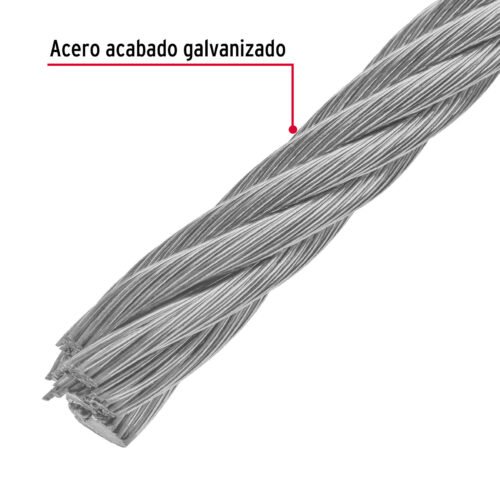 48819 - Metro de cable flexible 1/2" de acero 7x19 hilos, 75 m