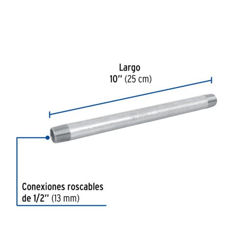48820 48820 - Niple de acero galvanizado 1/2 x 10", Foset